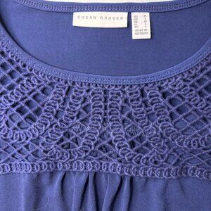 SUSAN GRAVER Medium Navy Maxi Stretch Dress